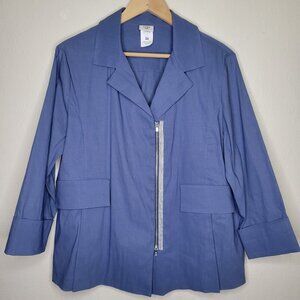 Crea Concept Blue Linen Blend Blazer Jacket, Size EU 42